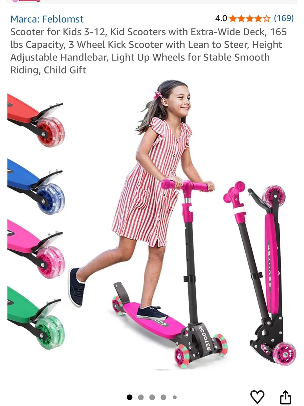 Kids 3-Wheel Light-Up Scooter - Pink